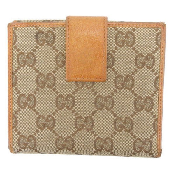 Gucci Wallet Purse Folding wallet GG Beige Brown Woman Authentic Used Y4135 - Picture 2 of 6